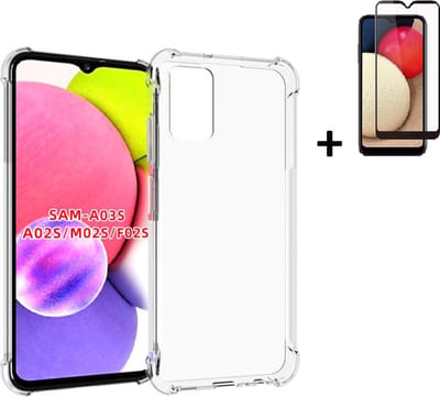 Hoesje Geschikt voor Samsung Galaxy A03s - Screenprotector A03s - Samsung A03s Hoes Transparant Shock Proof Case + Full Screenprotector