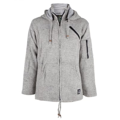 Gebreid Wollen Heren/Uni Vest van Schapenwol met Katoenen Voering en afneembare capuchon - SHAKALOHA - M Cruiser Ziphood M