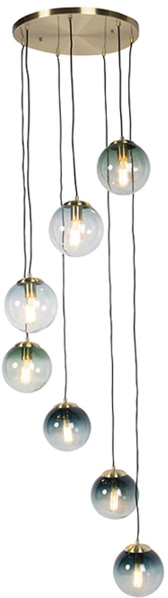 QAZQA pallon - Art Deco Hanglamp voor boven de eettafel | in eetkamer - 7 lichts - Ø 650 mm - Goud/messing - Woonkamer | Slaapkamer | Keuken