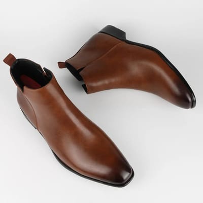 Heren Klassieke Retro Chelsea Boots Heren Britse Mode Leren Enkellaars Heren Casual Korte Laarzen Hoge Schoenen Plusmaten 42 gray