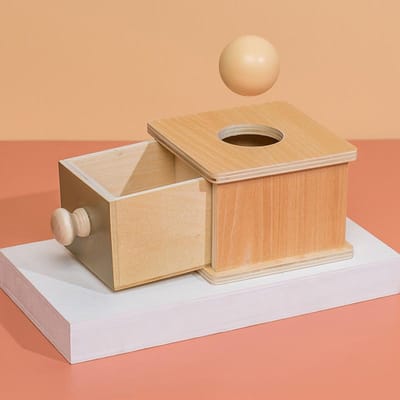 Montessori Baby Speelgoed Houten Muntendoos Lade Spel Leren Vroege Educatie Kleuterschool Training Onderwijs Kinderen Hulpmiddelen Speelgoed beige