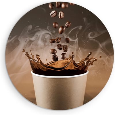 Saammp Muurcirkel Hout - Koffie spetters - Ø 90 - Wandcirkel - Wanddecoratie Cirkel - Muurdecoratie keuken - Slaapkamer decoratie - Rond Schilderij