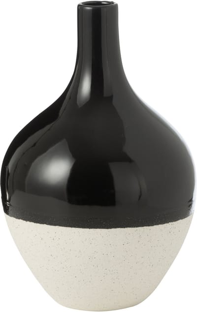 J-Line vaas Iva - porselein - zwart/wit - large - Ø 21 cm