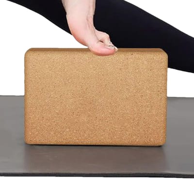 Trainingsblokken - Yoga steunblok - Fitness thuis - Draagbaar anti-tilt - 22.5 x 15 x 7.5 cm - Kurk