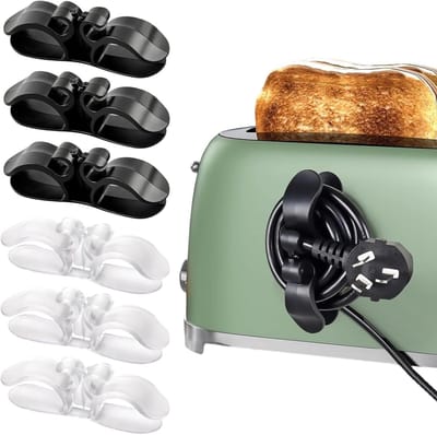 Set van 6 zelfklevende kabelorganizers, kabelclips en kabelhouders voor keukenapparaten zoals mixer, rijstkoker en airfryer, ideaal voor een opgeruimde keuken
