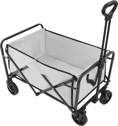 Bolderkar - Handkar Opvouwbaar - Boodschappenkar - Trolley - Voor Transport & Boodschappen - Verstelbare Handgreep, Zijvakken - Wit