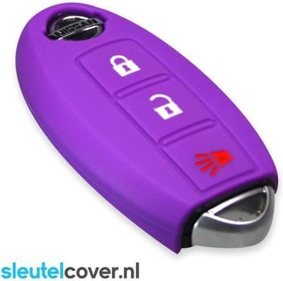 Autosleutel Hoesje geschikt voor Nissan - SleutelCover - Silicone Autosleutel Cover - Sleutelhoesje Paars