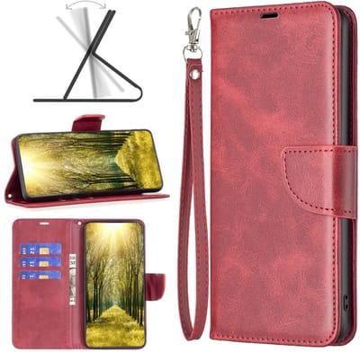 MobyDefend Hoesje - Geschikt voor Xiaomi Redmi Note 14 Pro Plus - Wallet Book Case Met Koord - Rood