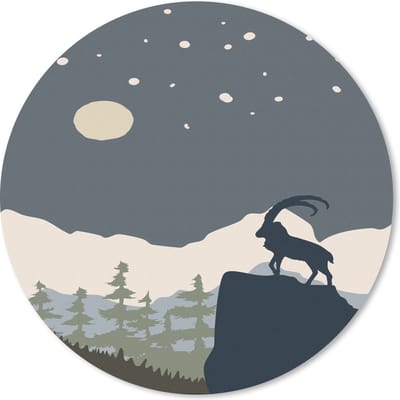 Muismat rond 20x20 cm - Mousepad Pastel - Nacht - Bok - Ronde muismatten