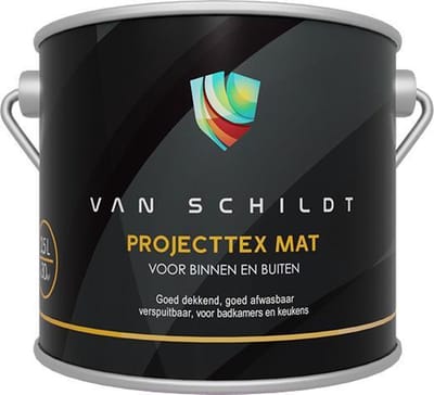 van Schildt Projecttex Muurverf Badkamer Keuken en Vochtige Ruimtes Mat 2,5 Liter Ral 9010 Gebroken Wit