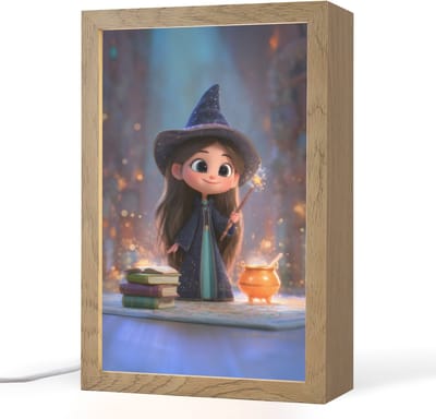 Nachtlampje 20x30 cm - Kinder lampje - Tovenares - Magie - Toverstaf - Sterren - Tafellamp kinderkamer - Slaapkamer lamp - Bedlamp kinderen - Kinderlampje stopcontact - Wandlamp babykamer - Nachtlampjes