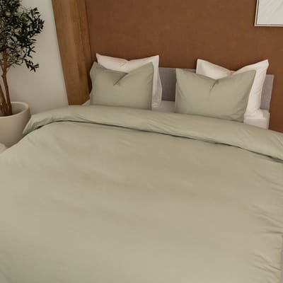 Kayori Kai Dekbedovertrek Katoen - 140x200-220 + 1 sloop - Eenpersoons - Biologisch Katoen - Saliegroen