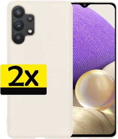 Hoesje - 2 Stuks - Geschikt voor Samsung Galaxy A32 5G - Sterk & Shockproof - Case Siliconen - Back Cover - Telefoon Hoes - Telefoonhoesjes - Wit