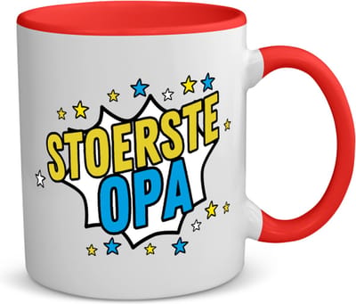 Akyol - stoerste opa koffiemok - theemok - rood - Opa - beste opa - verjaardagscadeau - cadeau voor opa - kado - gift - 350 ML inhoud