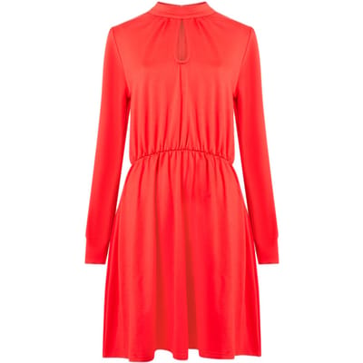 French Connection High Neck Keyhole Ponte Dress Red Size: 10 | Midi Dresses Outlet | Dames | Rood