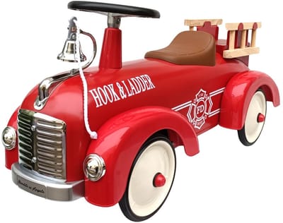 Bandits & Angels Metalen Loopauto Oldtimer Brandweerwagen vanaf 1 Jaar voor Jongens en Meisjes - Loop Auto voor Kinderen Rood Brandweerwagen - voor Binnen en Buiten