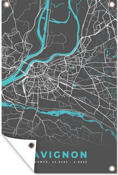 Muurdecoratie Avignon - Kaart - Stadskaart - Plattegrond - Frankrijk - 120x180 cm - Tuinposter - Tuindoek