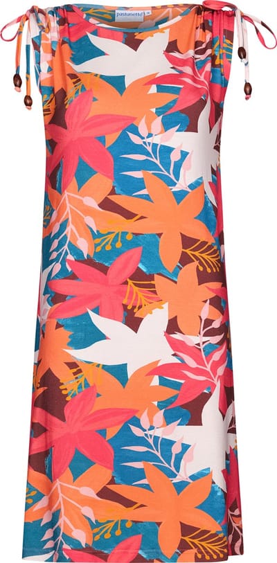 Pastunette Dames Jurk Rugged Flower - Roze / Oranje - Ecovero Viscose - Maat 40