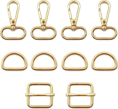 10 Stuks Snap Hooks met D-Ringen en Tri Glide Sliders voor Handgemaakte Schoudertassen en Accessoires