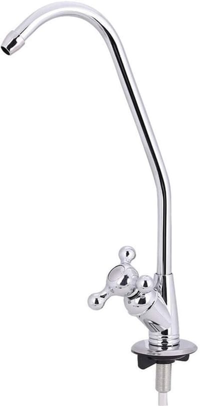 1/4'' Zinklegering Kraan, Keuken Kraan, 360° Rotatie Ontwerp Kraan, Keuken Spoelbak Kraan voor Omgekeerde Osmose RO Drinkwaterfilter (Zilver)