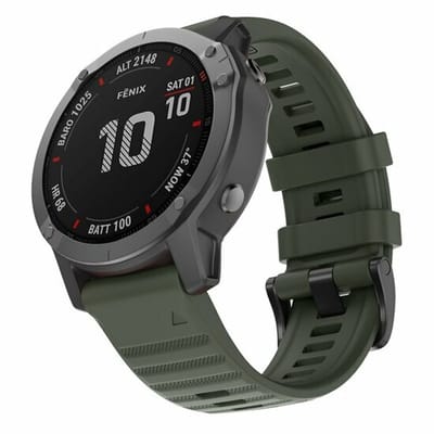 By Qubix - Geschikt voor Garmin bandje - 26mm Quickfit - Siliconen bandje - Leger groen - Geschikt voor Garmin Instinct 3 - 50mm