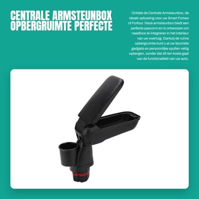 Dailygoods- Armsteunbox - Brede/Diepe Opbergruimte - Kwaliteitsleer/ABS-materiaal - Perfecte Pasvorm - Slim Ruimtegebruik - Geschikt voor Smart Fortwo/Forfour 453 15-19 - Opbergbox