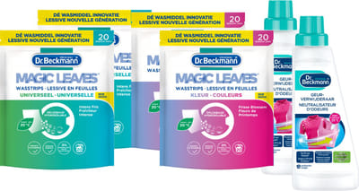 Dr. Beckmann - Magic Leaves Wasstrips – Geurverwijderaar - Voordeelset – Universeel – Colour – 6 stuks - 80 Wasbeurten