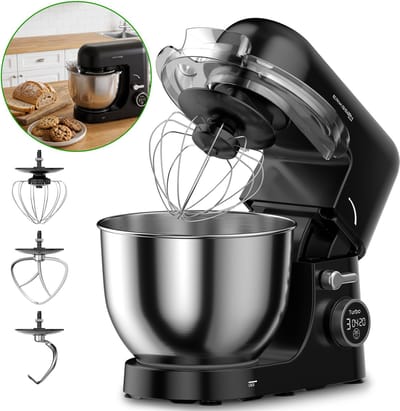 Erikssøn Kitchen Keukenmachine - 8 Snelheidsstanden Met Timer - 5L Mixer met Mengkom - 1400W - Keukenrobot - Keukenmixer - Foodprocessor - Zwart