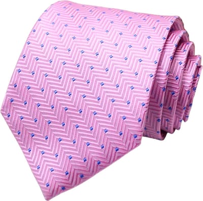 Fako Fashion - Luxe Stropdas - 145cm - 8cm - Roze Met Blauwe Stip