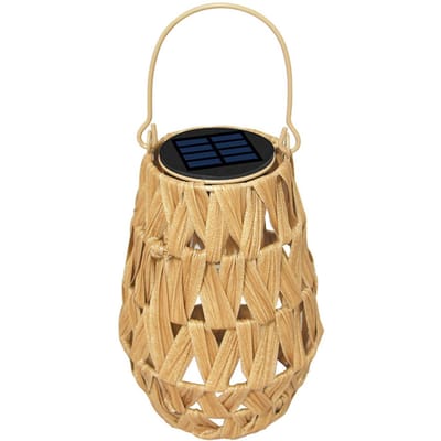 Lampes LED Lanternes en rotin tissées à la main Lanternes tissées Lampes solaires d'extérieur pour patio jaune