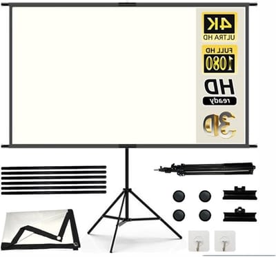 Projectorscherm met standaard - Beamerdoek - Thuisbioscoop creëren - Draagbaar en demonteerbaar - 100 inch - Wit
