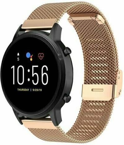 By Qubix - 22mm - Milanese bandje met klemsluiting - Champagne goud - geschikt voor Huawei Watch 3 / 4 / 5 (pro) - 46mm & geschikt voor Huawei Watch GT / GT 2 / GT 3 (pro) / GT 4 (pro) / GT 5 (pro) / GT 6 (pro) 46mm / Ultimate / Ulti