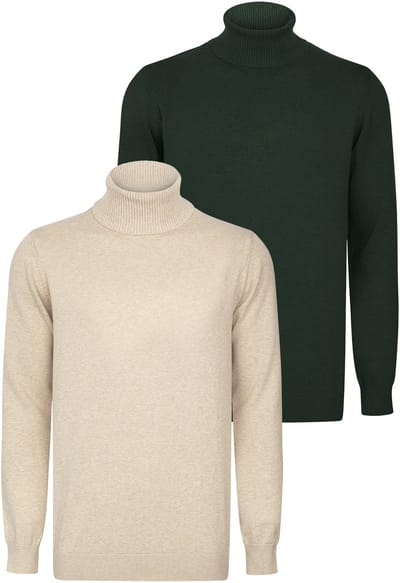 Felix Hardy Colturi - Trui 2 Pack - 100% Katoen Heren Beige-Groen - 2Xl