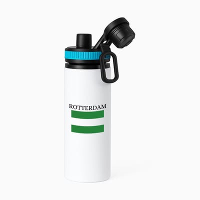 Hacebo® - Rotterdam waterfles met draaidop blauw - Rotterdam - toeristen Rotterdammers - groen wit groen vlag - cadeautje - kado - Erasmusbrug - Zuid Holland - water fles - 850ML