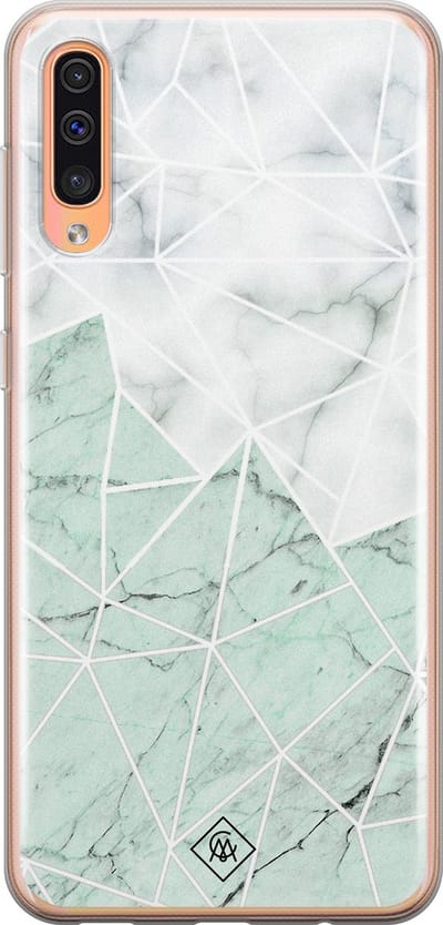 Casimoda® hoesje - Geschikt voor Samsung A50/A30s - Marmer Mint Mix - Backcover - Siliconen/TPU - Mint