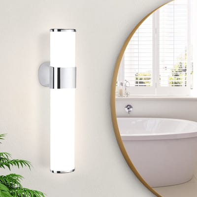 NETTLIFE LED Spiegellamp badkamer - 6W - chroom - badkamerlicht - 35cm wandlamp - IP44 - modern - neutraal wit 4000K - Spiegelverlichting - voor kelder | keuken | badkamermeubel