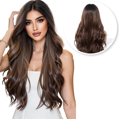 SassyGoods® Luxe Pruik Bruin Lace Wig - Pruiken Dames Lang Haar Golvend - Haarwerk - Wasbaar - Donker Bruine Pruik - 66 cm