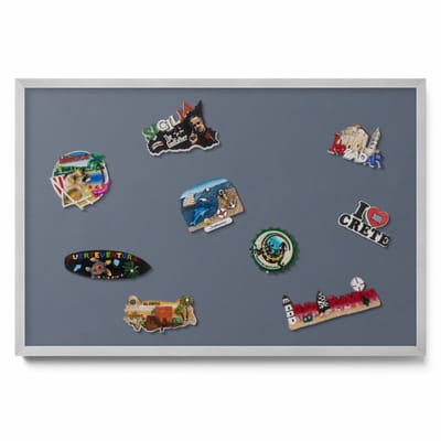 Tulup Magneetbord met Zilveren Frame - Grijs Magneetbord in Effen Kleuren - 60 cm x 40 cm - Koele grijze kleur - Magnetisch Bord voor Thuis en Kantoor - Magneetbord voor Herinneringen - Magnetisch Bord voor Magneten