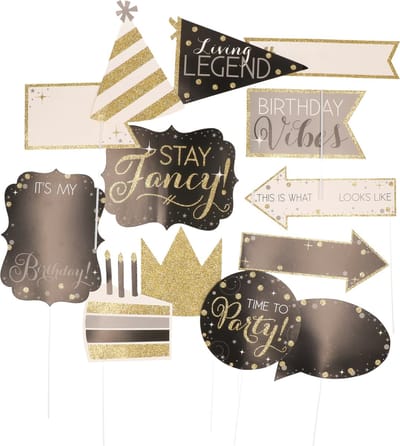 Amscan verjaardag foto prop set - 13-delig - beschrijfbaar - birthday party - photo booth accessoire