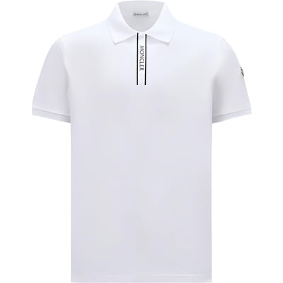 Moncler SS24 Gebreide Kraag Logo Patroon Korte Mouw Poloshirt Heren Poloshirts Optisch-Wit J10918A0000289A16002 XL white
