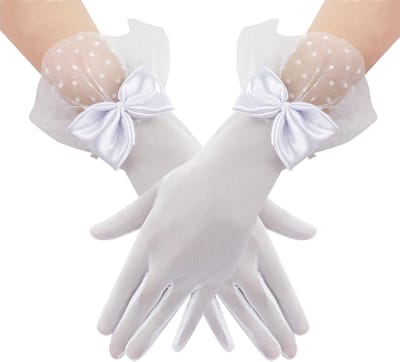 Elegante Korte Kanten Handschoenen met Strik, Ideaal voor Bruiloften, Opera en Feestjes