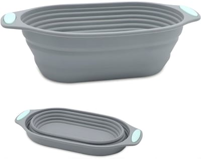 DnA® Rijsmand - Rijsmandje Broodbakken - Banneton - Rijsmandje Ovaal - Grijs - 16cm x 30cm x 9cm