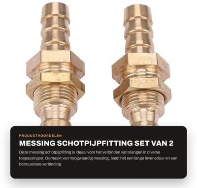 Dailygoods- Schotpijpfitting Messing - 2 Stuks - Slangpilaar/Koppeling - Connectoradapter - Schotkoppeling - Korte Ankerkoppeling - Hoogwaardige Materiaal - Slangfitting