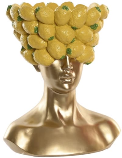 Gouden dame citroen bloempot - Item Int.