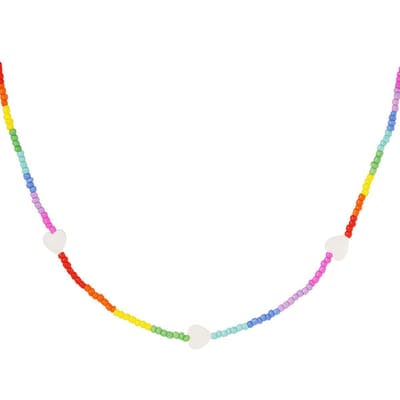 Bijoutheek Collier Rainbow Witte Hartjes