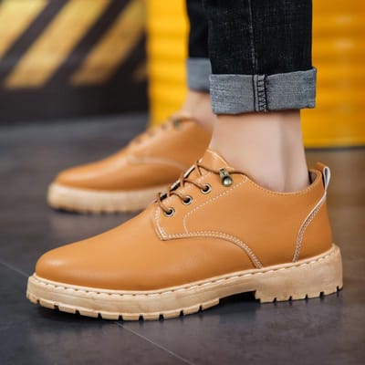 Genaaide Heren Leren Schoenen Britse Stijl Herenschoenen Heren Sportschoenen Duurzame Dikke Zool Heren Oxford Formele Leren Schoenen 39 beige