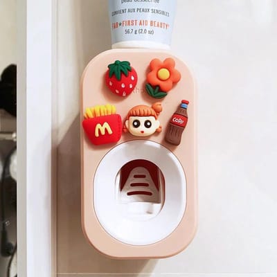 Automatische Tandpasta Knijper Voor Kinderen Huishoudelijke Tandpasta Dispenser Schattige Thuis Tandenborstelhouder Badkamer Accessoires beige