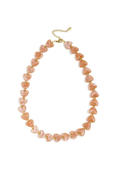 Dazzle My Heart Ketting | RVS & Resin (Hars) | Hartjes Ketting | Nude | Beste Cadeau voor haar | Snelle levering