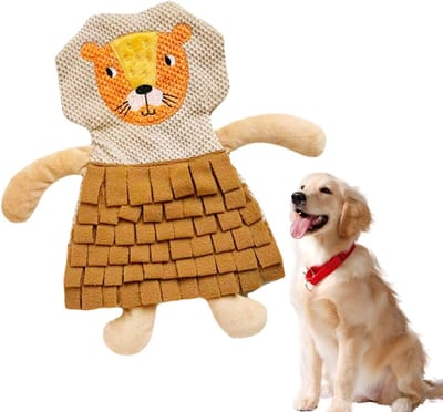 Snuffelmat Hond - Voermat Interactief Speelgoed - Hond Bezig Houden - Met Ritselpapier - 30 x 31 cm - Leeuw