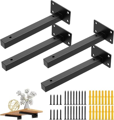 Zware Wandsteunen voor Planken, 4-delige Set, Drager voor Zwevende Planken, Tot 70 kg Draagkracht, Zwart Roestvrij Staal, Ideaal voor Wandconsole en Opbergruimte